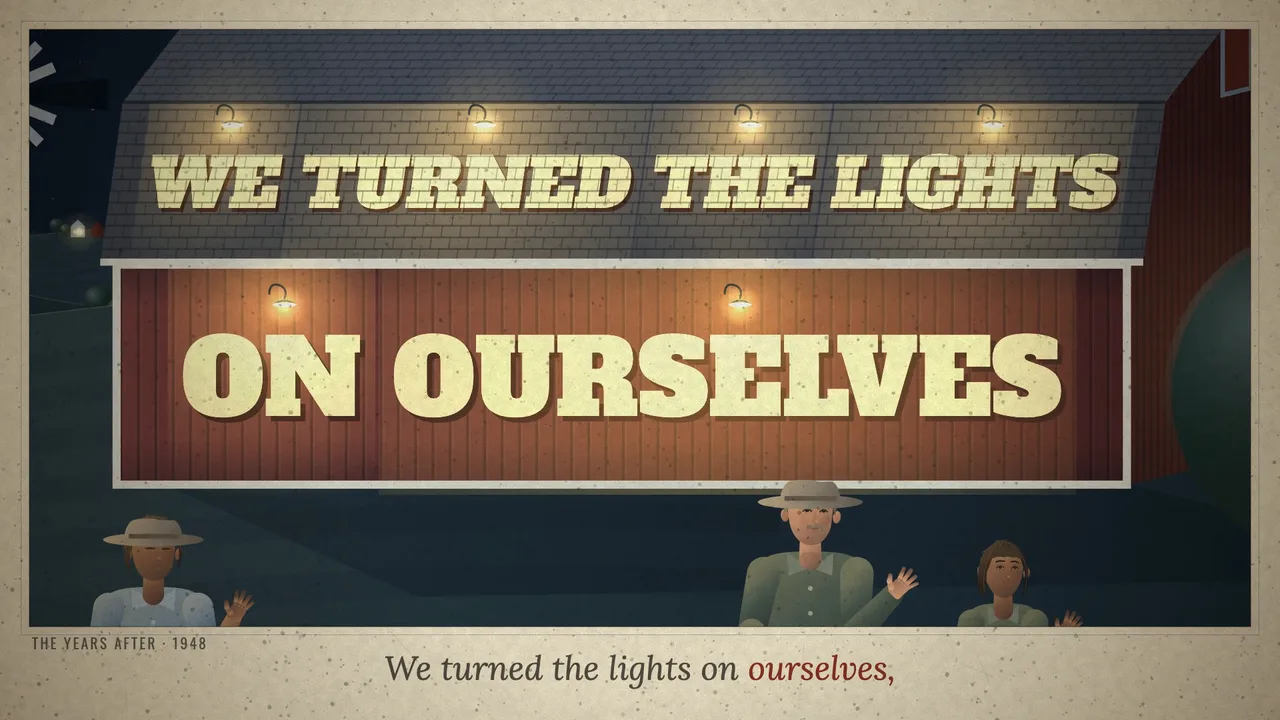 WE TURNED THE LIGHTS ON OURSELVES lit up on a barn