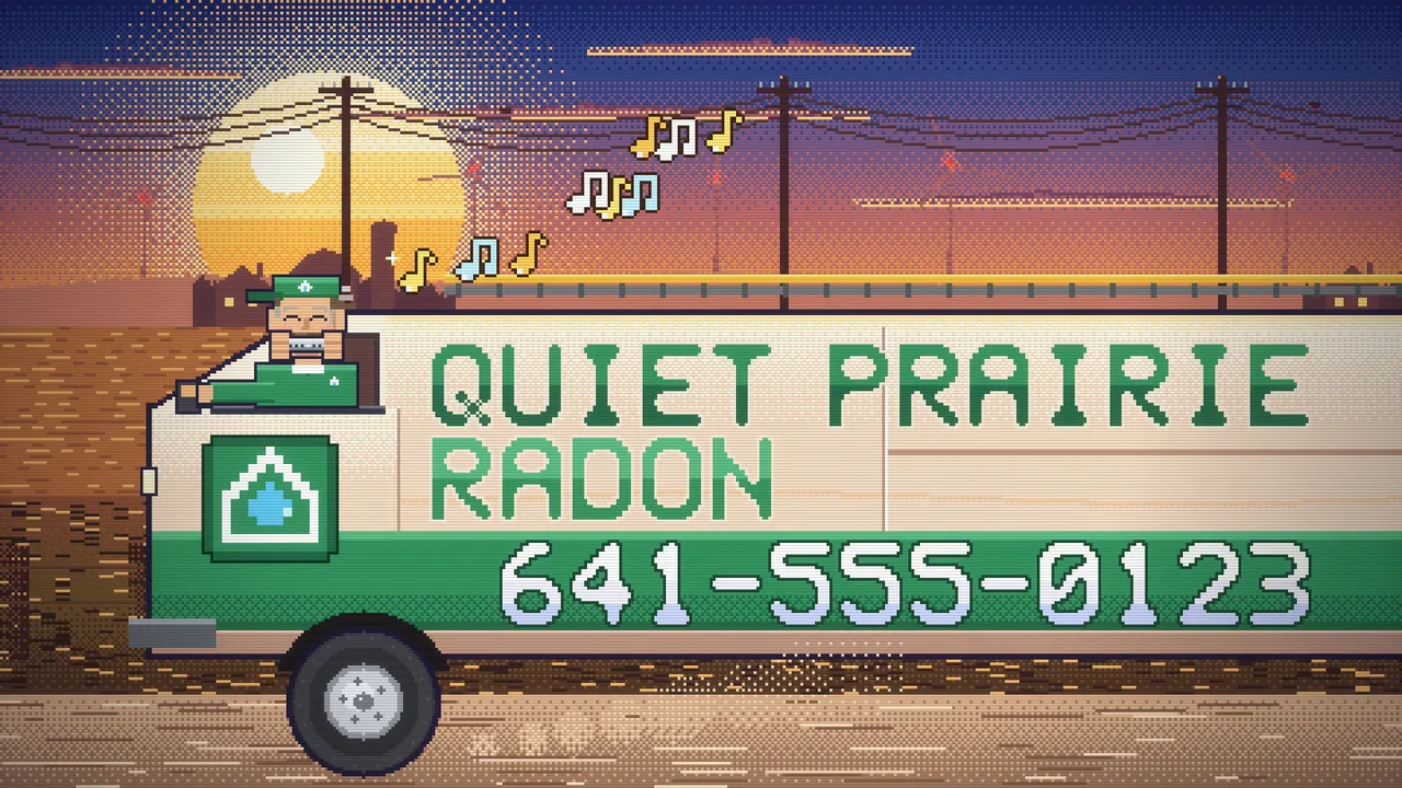 The crew's van at sunset with the number on its side